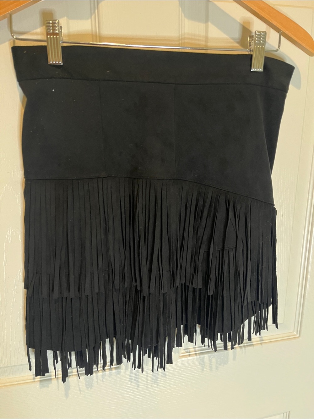 Altar'd State Black Suede Fringe Mini Skirt